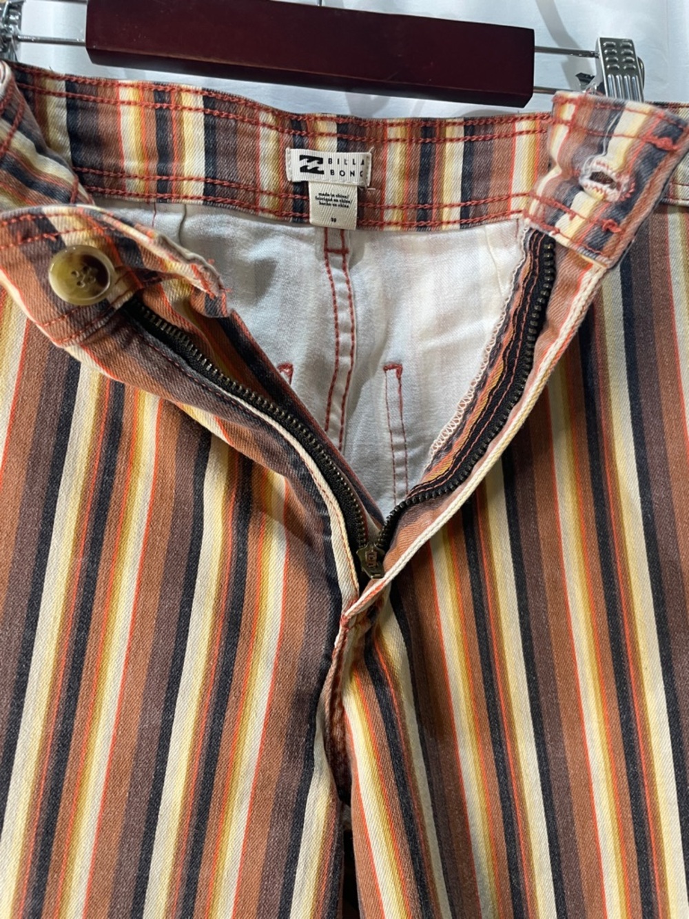 Billabong Vertical Striped Wide-Leg Chinos in Brown and Yellow - Picture 9 of 12